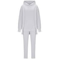 thumbnail image 5 of Hueook Sweat Suits For Womens 2 Piece Ladies' Round Neck Long Sleeved Shirt Casual Wide Leg Pants Two-piece Fashionable Set White XL, 5 of 6