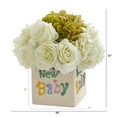 thumbnail image 2 of 11in. Rose and Hydrangea Artificial Arrangement in "New Baby" Vase, 2 of 2