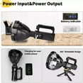 thumbnail image 4 of Rechargeable LED Flashlight, 100000 Lumens Super Bright, Waterproof Searchlight with Tripod, 4 Modes, USB Power Bank, for Camping, Hunting, Emergencies, 4 of 11