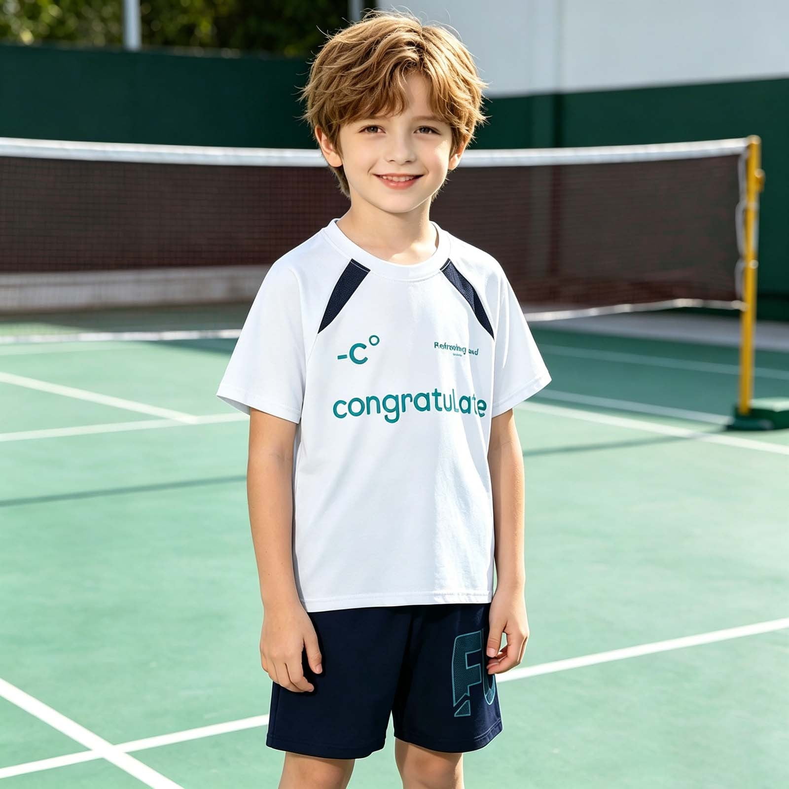 KDFJPTH Toddlers Outfits Sets Summer Boys' Sportswear Silk Children Children'S School Outdoor Short Sleeved Badminton Clothes Girls' Training 5 15 Years Old Kids Clothing Sets