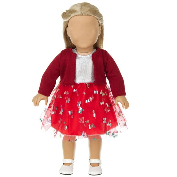 Red Red Doll Outfit Set For 18 Inch Dolls Includes Coat Dress And Headband Winter Clothes