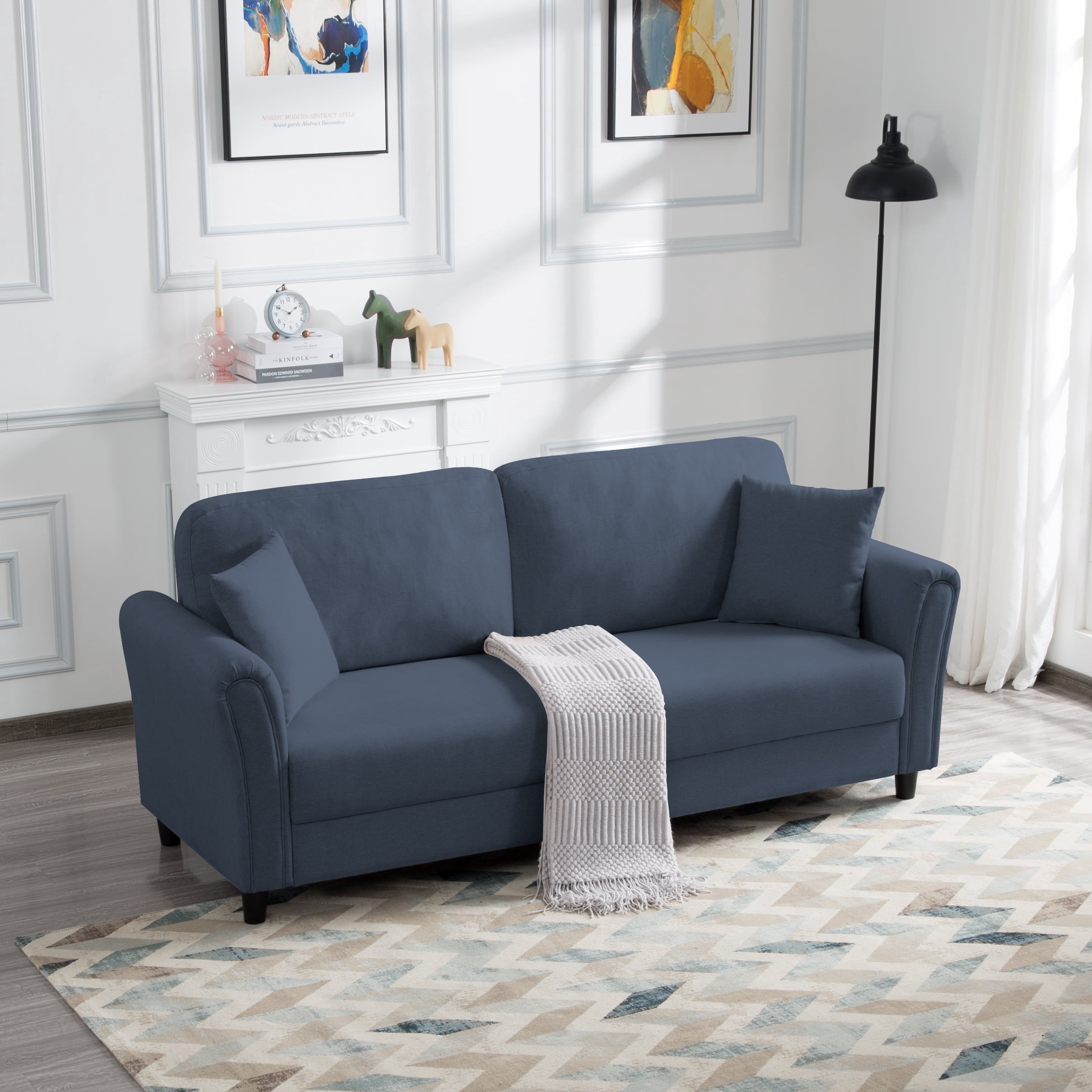 BSHTI 81.5 inch European Style Modern Sofa Couch,Minimalism Couches Sofa for Livingroom(Navy Blue)