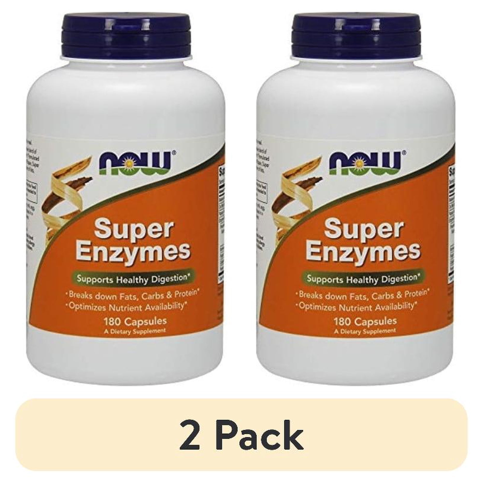 (2 pack) NOW Supplements, Super Enzymes with Bromelain, Supports Healthy Digestion, 180 Capsules