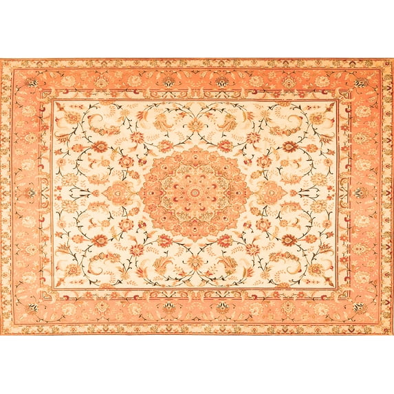 Ahgly Company Indoor Rectangle Medallion Orange Traditional Area Rugs, 2' x 3'