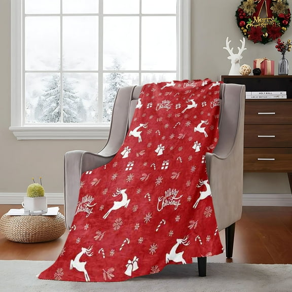 Summer Clearance! Quilts for Queen Bed Clearance Christmas Flannel Blanket Christmas Elements Printed Bedroom Sofa Nap Blanket