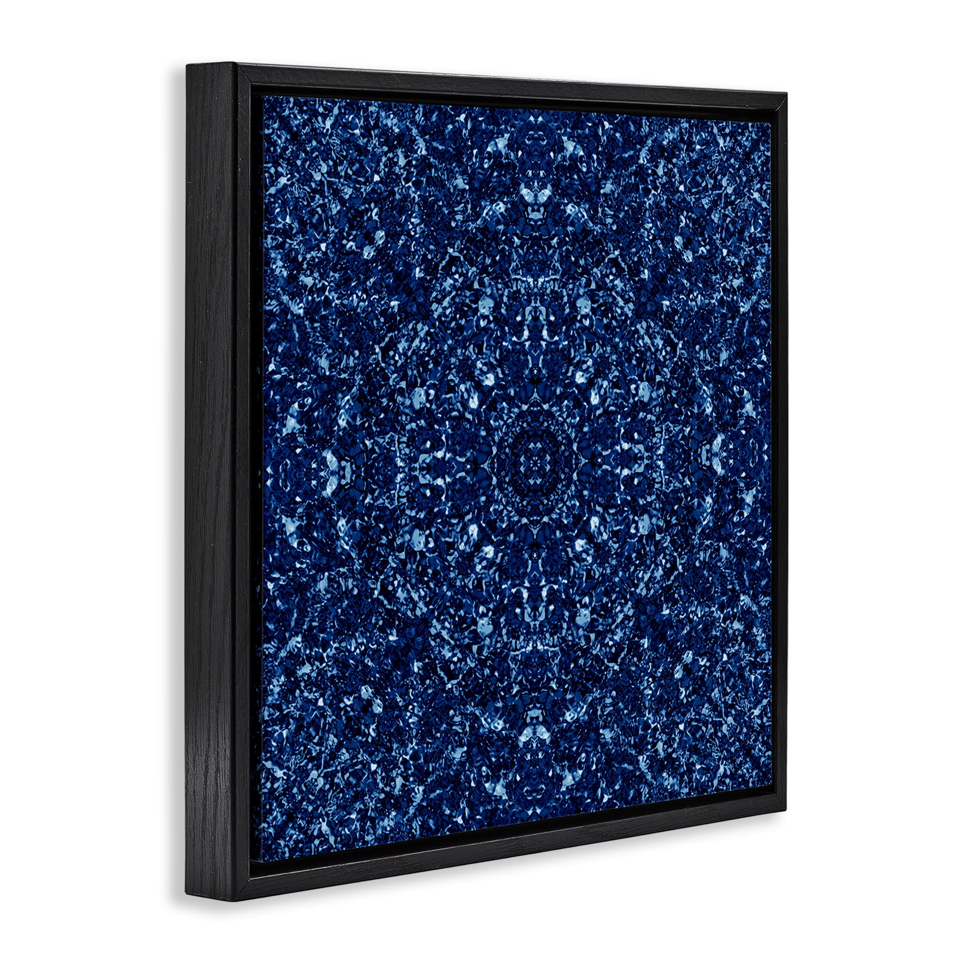 Stupell Industries Geometric Mosaic Pattern Abstract Painting Black Floater Framed Canvas Art Print Wall Art, 18 x 18