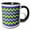Black/White, variant on 3drose, Chevron Pattern in Blue and Dusky Lime Green on Lilac, 15oz Mug