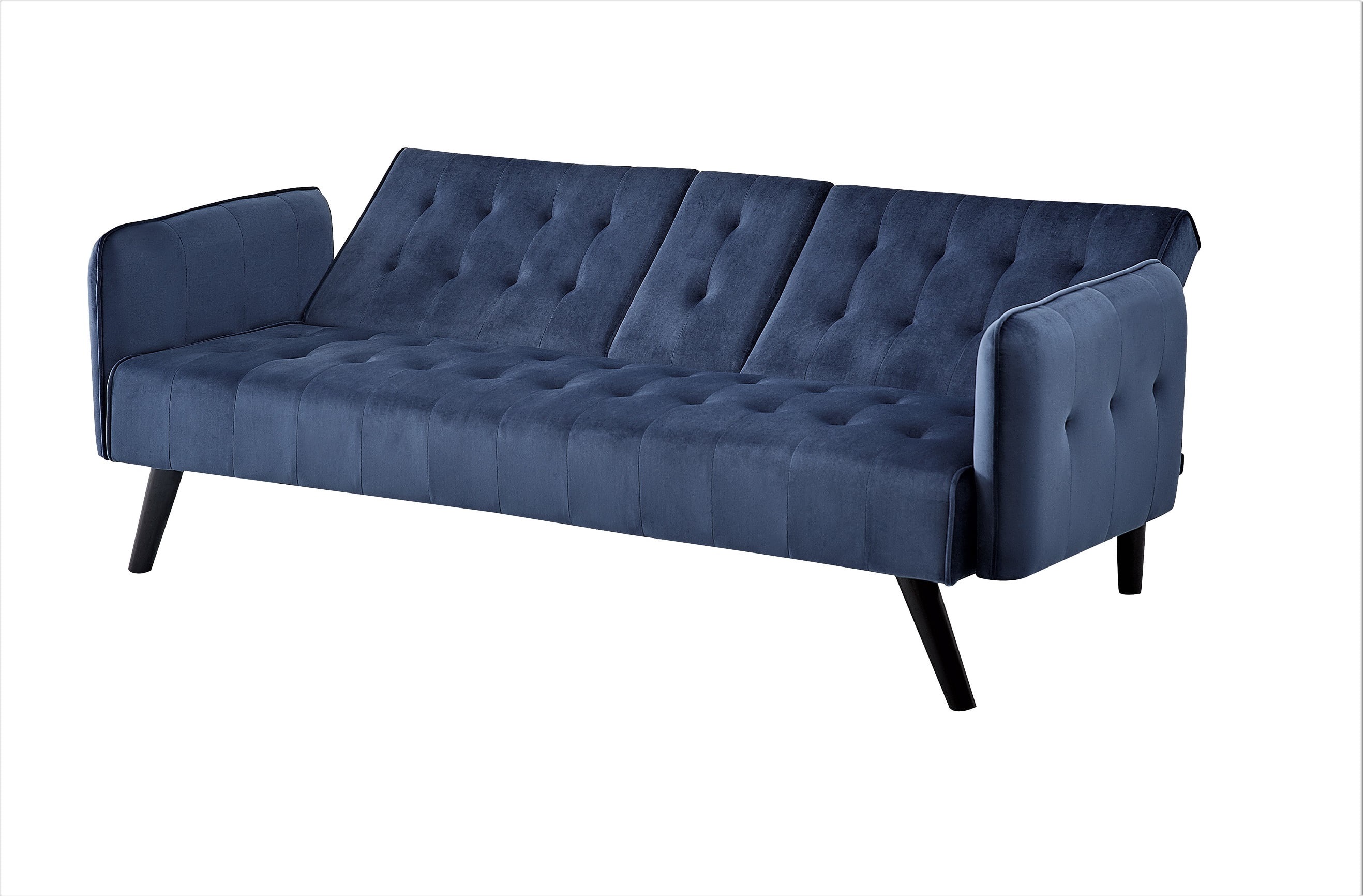 Uspridefurniture Beniamino 78'' Velvet Square Arm Sleeper, Blue