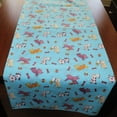 thumbnail image 3 of Cotton Print Table Runner Animal Print Puppies Chasing Ball and Bone Blue, 3 of 3