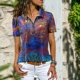 thumbnail image 2 of Gibobby Playera Manga Corta para Mujer Fashion Casual Tops Blause Lapel Zipper imprimió camisa suelta manga corta elegante T camisa Top(Azul,XL), 2 of 5