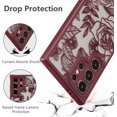 thumbnail image 4 of for Samsung Galaxy S24 Ultra Case, Floral Rose Cute Phone Case for Women Girls Burgundy Aesthetic Pattern Print Slim TPU Bumper Cover Shockproof Protective Cover for S24 Ultra, Wine Red, 4 of 8