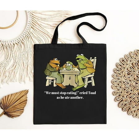 vintage We Must Stop Eating Cried Toad As He Ate Another Frog Toad Tote Bag-TH24066