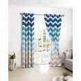thumbnail image 4 of Fsddascl Blue Brown Stripes Blackout Curtains for Bedroom/Living Room, Thermal Insulated Kitchen Curtains, Abstract Geometric Ombre Wave Stripe Grommet Darkening Window Treatment Drapes 42"x45"x2, 4 of 8