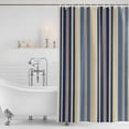 thumbnail image 3 of Blue Yellow Orange Striped Shower Curtain, Waterproof Shower Curtains for Bathroom, Farmhouse Stripes Vintage Washable Fabric Bathtub Curtain Set Bath Decor with 12 Hooks 48"x72", 3 of 8