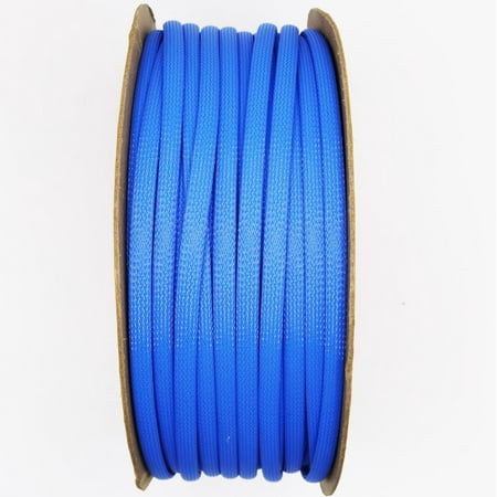 2 PET Braided expando PT sleeving (250 ft/spool) - Fluorescent Blue