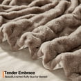 thumbnail image 3 of JONIYEAR Solid Soft Fuzzy Ruched Faux Rabbit Fur Throw Blanket 50" x 60", Decorative Shaggy Fluffy Raffle Blanket for Couch Sofa, Cute Cozy Accent Puffy Furry Blankets, Warm Blankets for Winter,Brown, 3 of 8