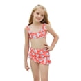 thumbnail image 3 of Bullpiano Kids Girl's Three Pieces Swimsuits Cute Heart Printed Swimwear Bikini Set Carton Bathing Suit with Cover up Beach Skirt 7-11T, 3 of 7
