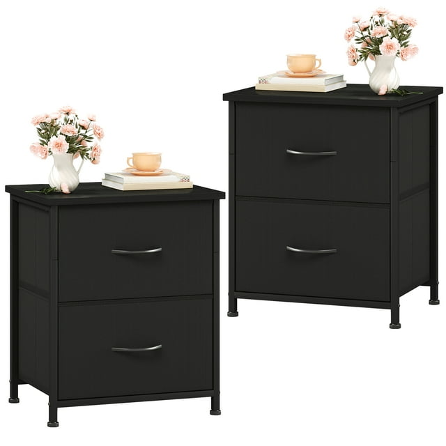 Eunos Tables de Nuit Noires pour Chambre, Ensemble de 2, Petite Table de Chevet Table d'Appoint pour Garde-Robe Salon