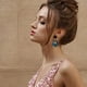 thumbnail image 3 of Pendientes colgantes redondos de color verde glamuroso: joyas elegantes para mujeres, 3 of 5