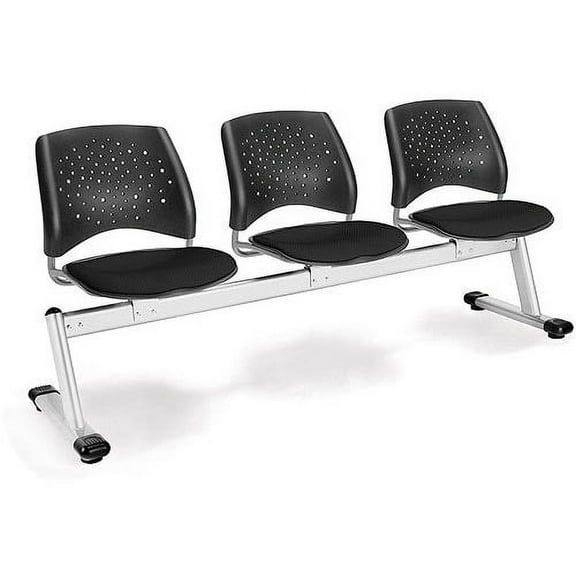 Stars 3-Beam Seating with 3 Seats, Black