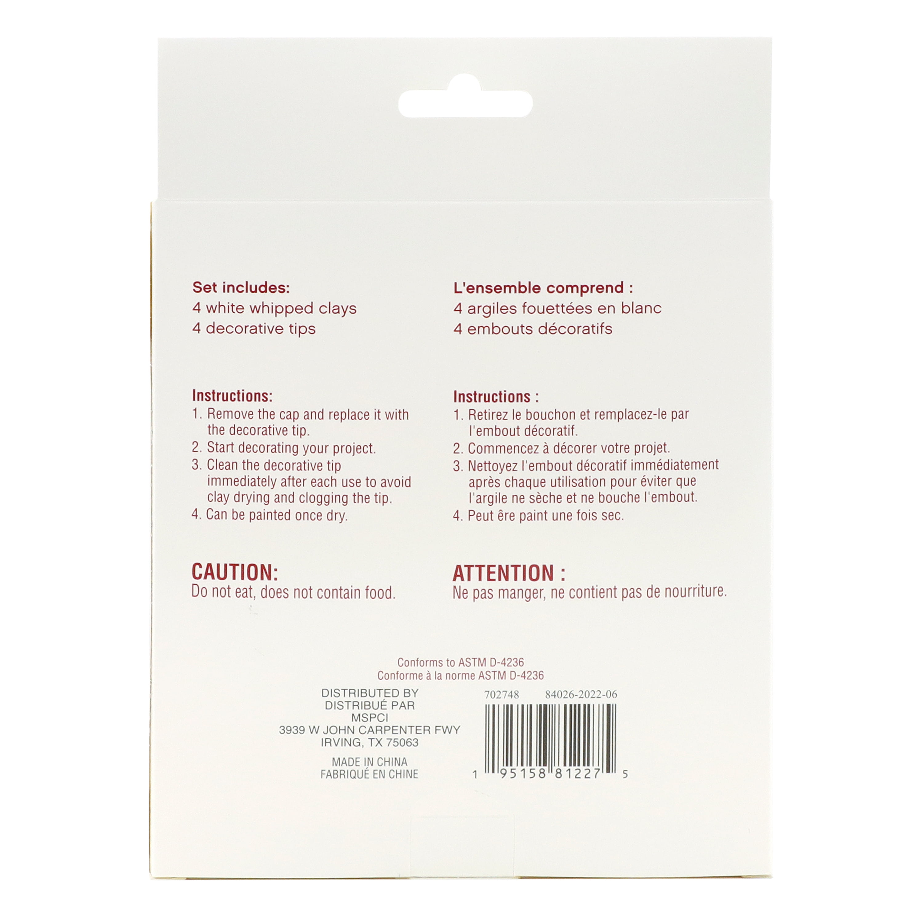 Craft Smart White Whipped Clay Kit - Includes Decorative Tips, Air-Dry in 24 Hours, Conforms to ASTM D-4236 - Ideal for Crafting Swirls, Spirals & Embellishments, 6 Pack
