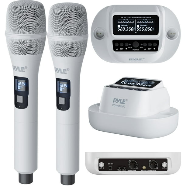 Sistema de micrófono inalámbrico Pyle UHF con receptor de 2x100 canales