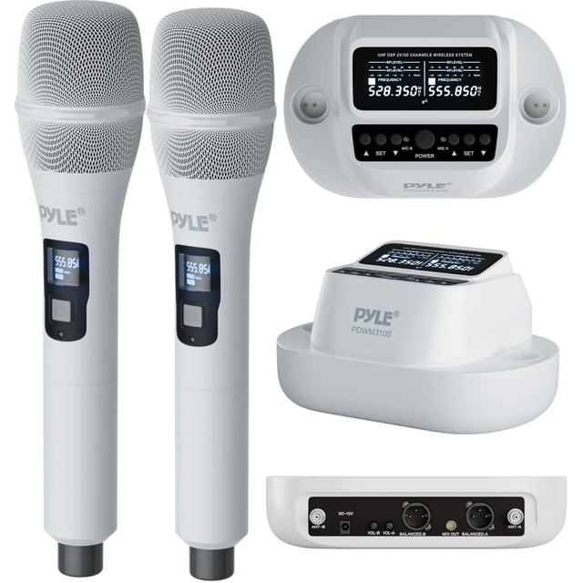 Sistema de micrófono inalámbrico Pyle UHF con receptor de 2x100 canales