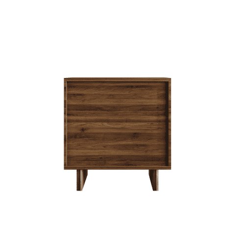 Mid-Century Modern Nightstand with 2 Drawers, Minimalist Walnut Bedside Table with Rounded Corners, Wooden Storage Cabinet for Bedroom, Living Room & Corner Spaces