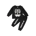 thumbnail image 1 of Qmyliery Baby Boys Pants Outfits, Skeleton Print Long Sleeve Crew Neck T-shirt with Elastic Waist Pants for Toddler, 1 of 9