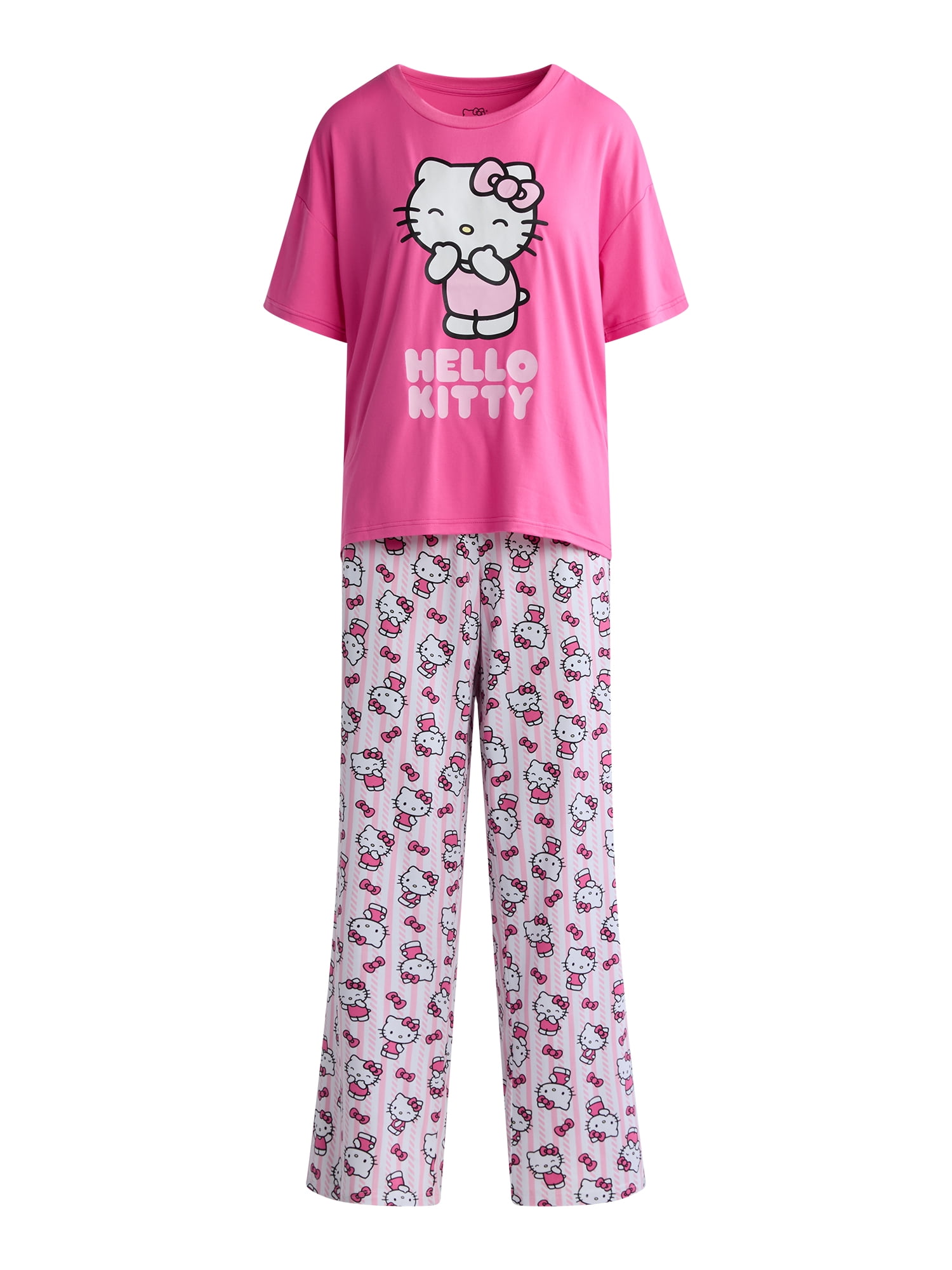 Hello Kitty Women's and Women’s Plus Oversized Tee and Pants Pajama Set, 2-Piece, Sizes XS-3X