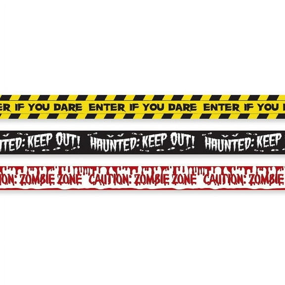 Amscan Halloween Fright Tape Yellow Black Red 30 ft Pack of 3