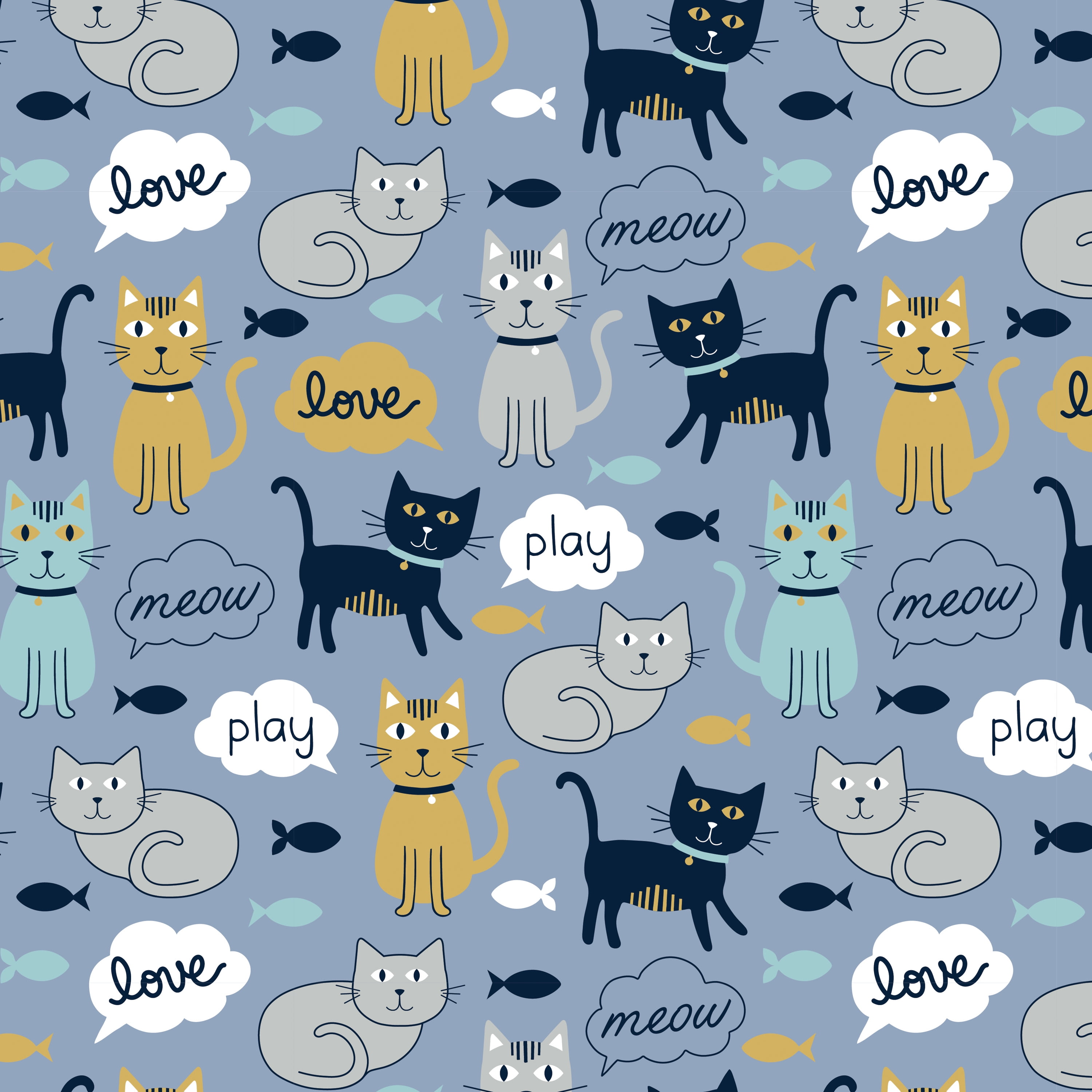 Kitty City Cat Print Play Furniture, Play House, Blue