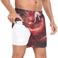 thumbnail image 2 of joogoo Men's Dragon Cool Red Swim Trunks with Liner Pocket Beach Shorts X-Large, 2 of 9