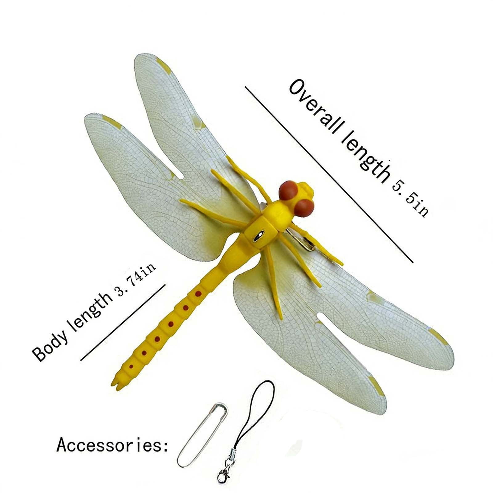 Indoor & Outdoor Fake Dragonfly Clip,Dragonfly Clip Bug Repellent, 3D Dragon Fly Garden Stakes & Hat Simulation Decor, Garden Bird and Fly Scare Devices