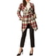 thumbnail image 2 of Abrigo de cuadros con cuello chal asimétrico y cinturón para mujer Inspire Chic XS rojo y blanco, 2 of 8