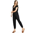 thumbnail image 2 of Wasabi & Mint Women's Lounge Relax Fit Short Sleeve Crop Jumpsuit (Medium, Black), 2 of 4