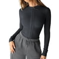 thumbnail image 4 of Valcatch Women's Zipper Bodysuit Long Sleeve Tops T Shirt Stretchy Slim Fit Jumpsuit, 4 of 8