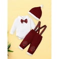 thumbnail image 3 of Spewahor Infant Baby Boys 3Pcs Christmas Fall Outfits 1 3 6 9 12 18 Months Long Sleeve Lapel Collar Romper + Pants + Hat Clothes Set, 3 of 9