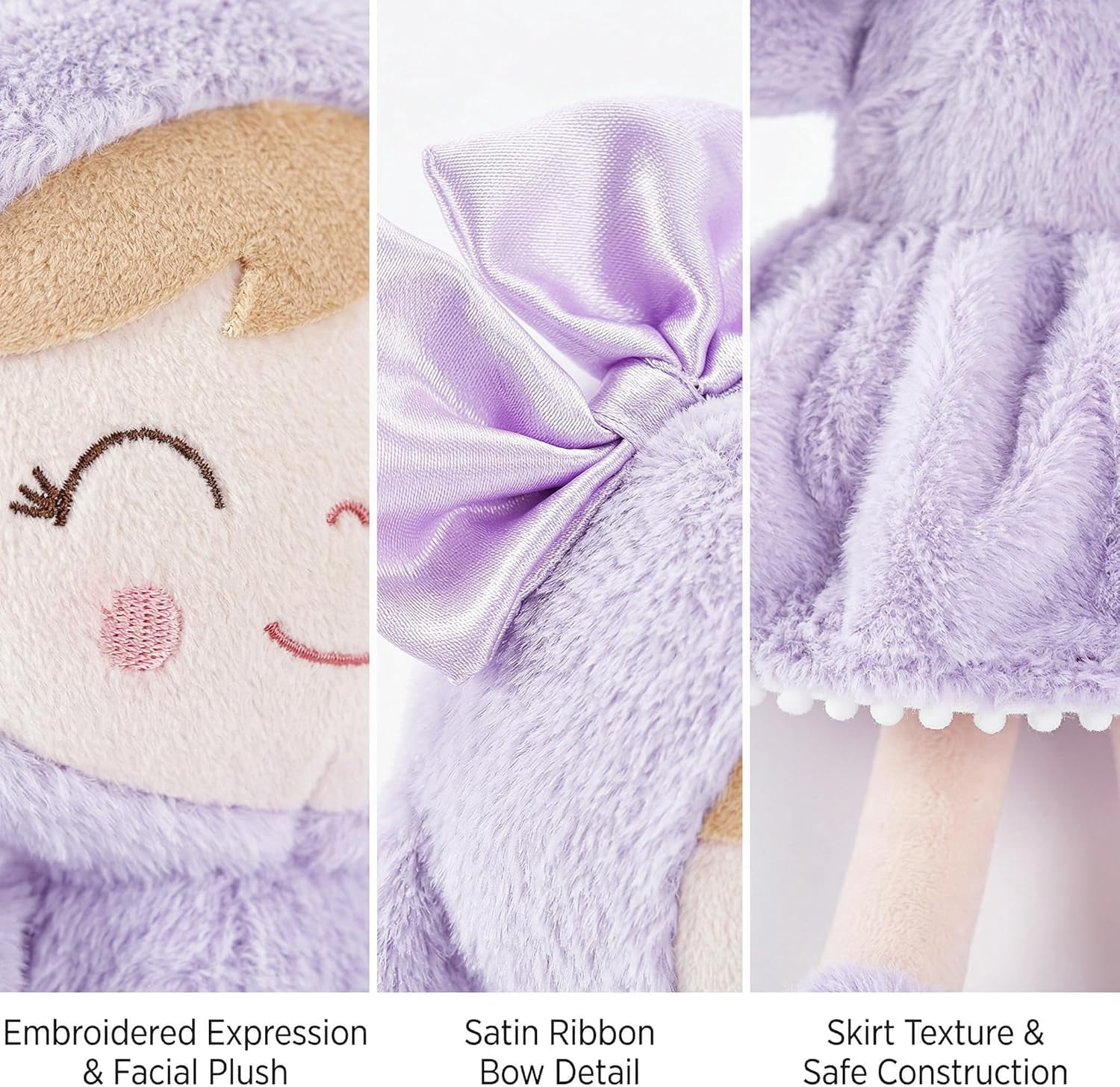 Gloveleya Easter Bunny Gift Baby Girl Gift Plush Bunny Dolls First Baby Doll Toddlers Rabbit Toy Bunny Gifts for Girl Purple 12 Inches