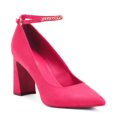 thumbnail image 2 of Marc Fisher Ankle Chain Buckle Block Faux Suede High Heels (Pink, 6), 2 of 5