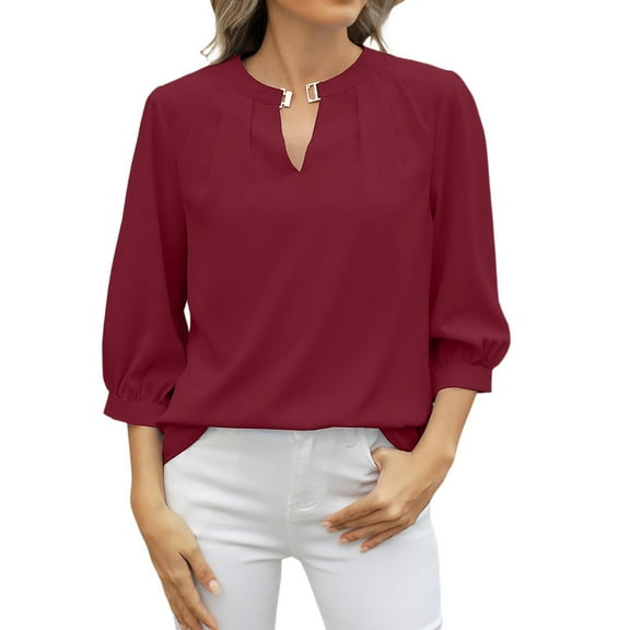 Womens Tops Puff Short Sleeve Shirts Pleated T Shirts Dressy Casual Business Trendy Summer Tunic Blouse