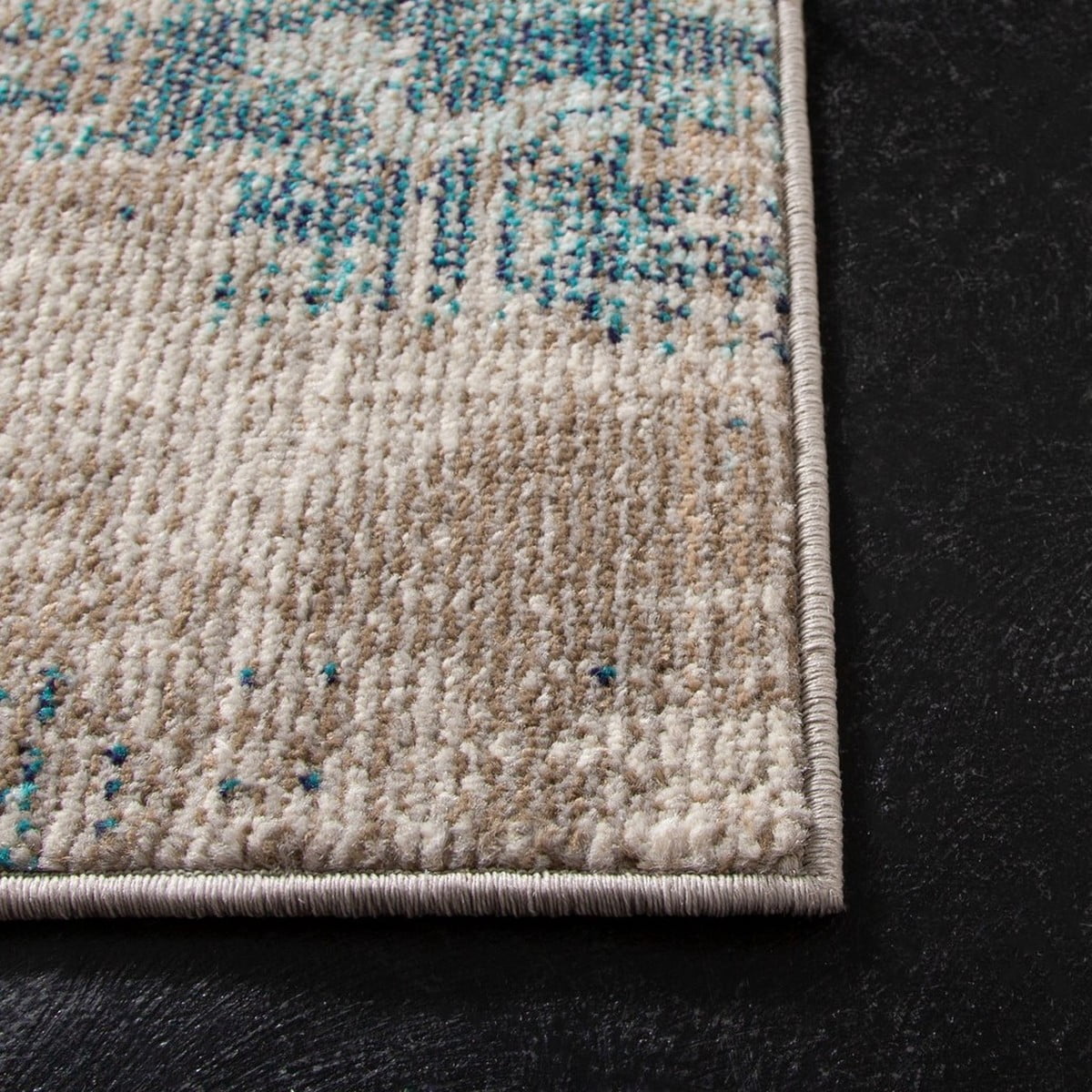 SAFAVIEH Madison Oscar Abstract Distressed Area Rug, Blue/Grey, 6'7" x 6'7" Round