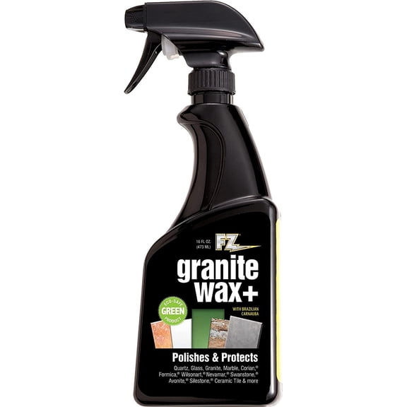 Granite Wax Plus - Granite Cleaner & Polish, Hard Water Stain Remover, Kitchen, and Bathroom Cleaner - Streak-Free Shine, Carnauba Wax, Banana Scent, 16 oz