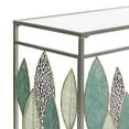thumbnail image 5 of DecMode Silver Contemporary Rectangular Metal Console Table with Green Leaves Sculpture, 44"W x 30"H, 5 of 9