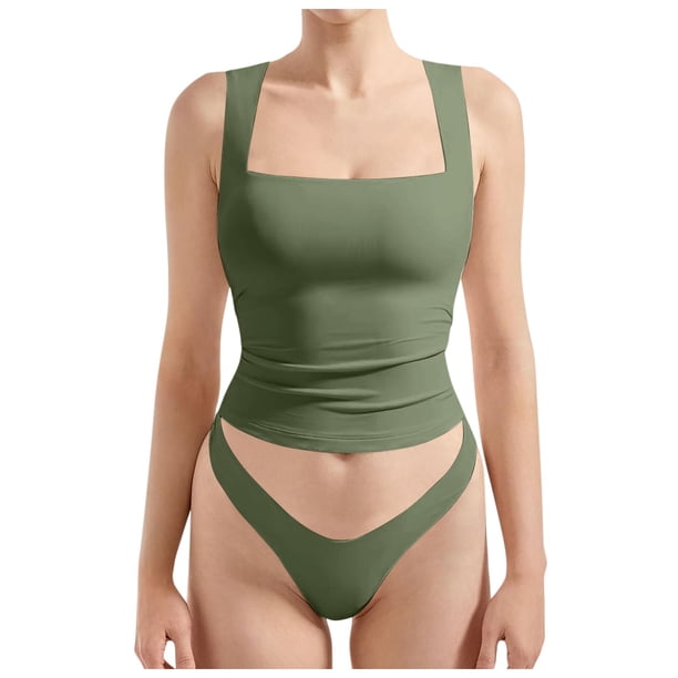 Camiseta sin mangas sexy con cuello cuadrado y espalda descubierta, tirantes ajustables, ropa de club, para mujer - XS-XL