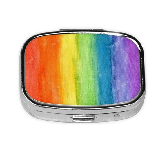 Abstract Striped Rainbow Pill Box 2 Compartment Medicine Pill Case Portable Pill Box For Pocket Or Purse Pill Box Decorative Organizer