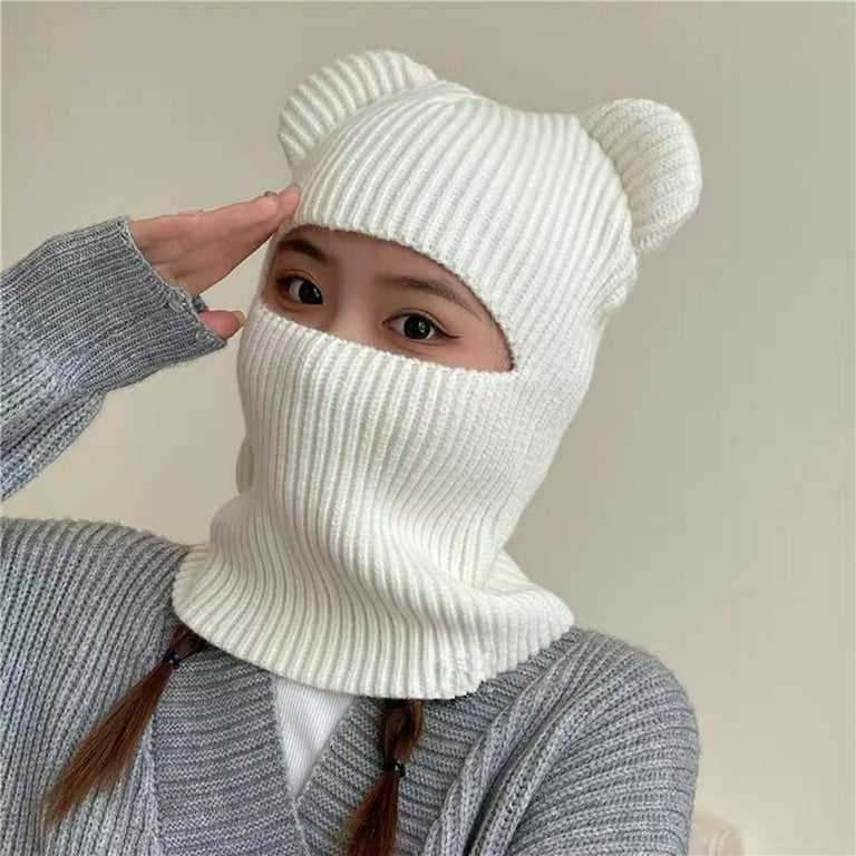 Kukuzhu Knit Balaclava Face Mask for Women Men Motorcycle Ski Scarf Winter Hat Warm Hooded Scarf Hat Knit Skull Beanie Bear Hat Kukuzhu Knit Balaclava Face Mask for Women Men Motorcycle Ski Scarf Winter Hat Warm Hooded Scarf Hat Knit Skull Beanie Bear Hat