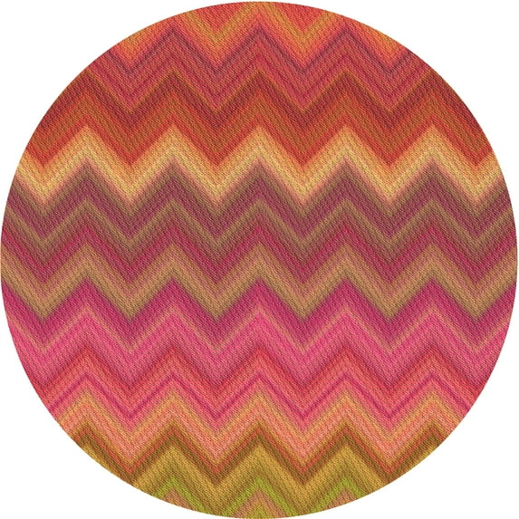Ahgly Company Indoor Round Patterned Ferrari Red Area Rugs, 4' Round