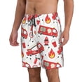 thumbnail image 2 of Bixox Men's Fire Truck printing Casual Classic Fit Short Summer Beach Shorts, 2 of 6