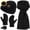 A-Black, variant on KOITHOT 3 Pcs Women Winter Beanie Hat Gloves Scarf Set, Chenille Winter Hat with Thick Soft Touch Screen Gloves Long Warm Scarf Knitted Black
